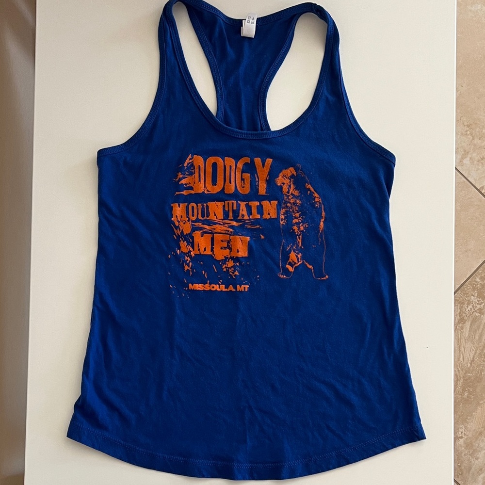 Dodgy Mountain Men Band Women's Blue Graphic Tank Top